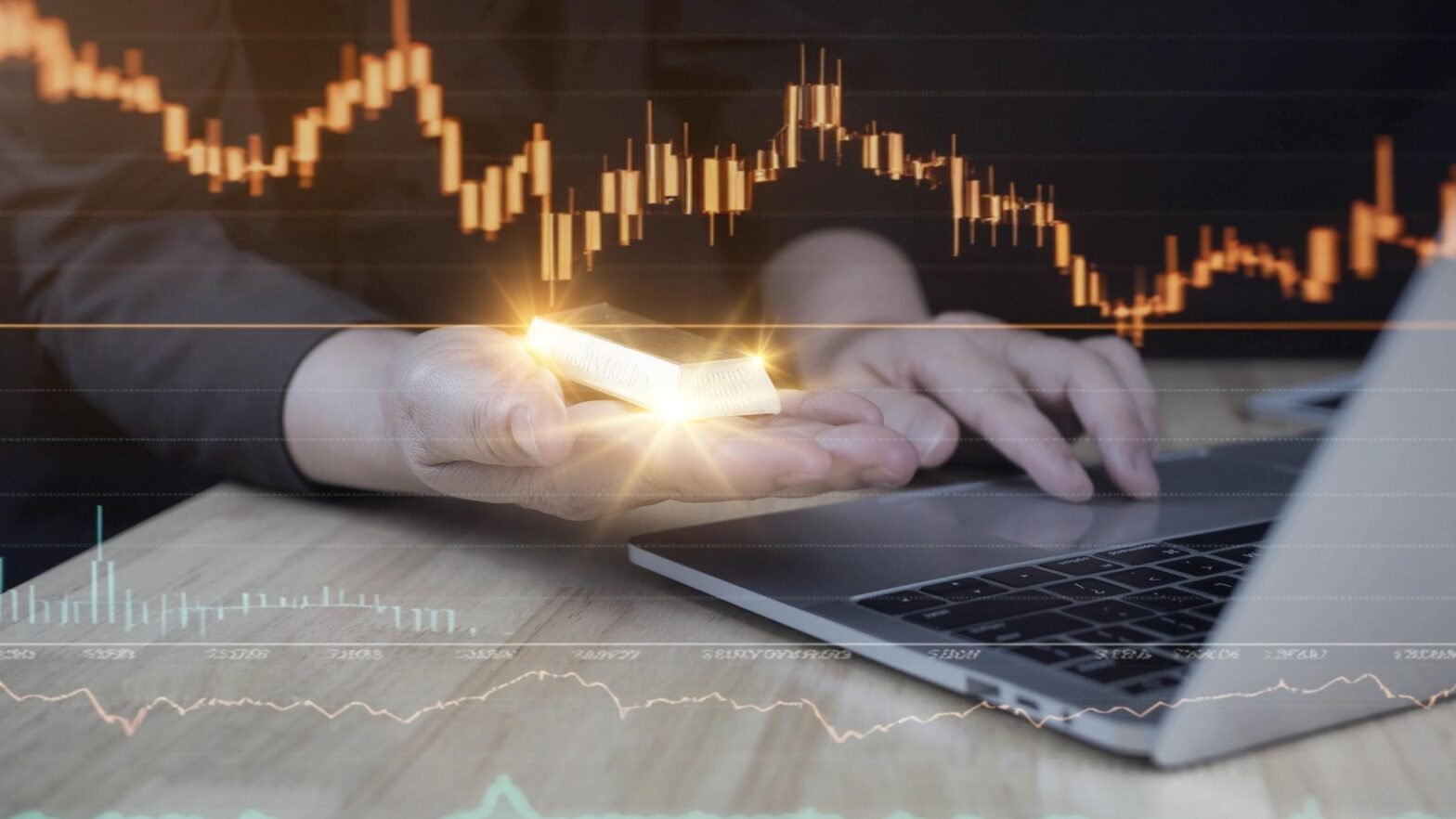 Gold bars and coins representing safe-haven investment assets.