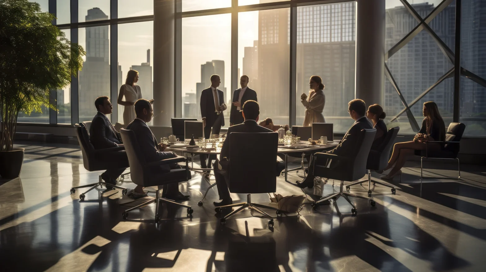 Executive recruiter interviewing senior leadership candidate in office.