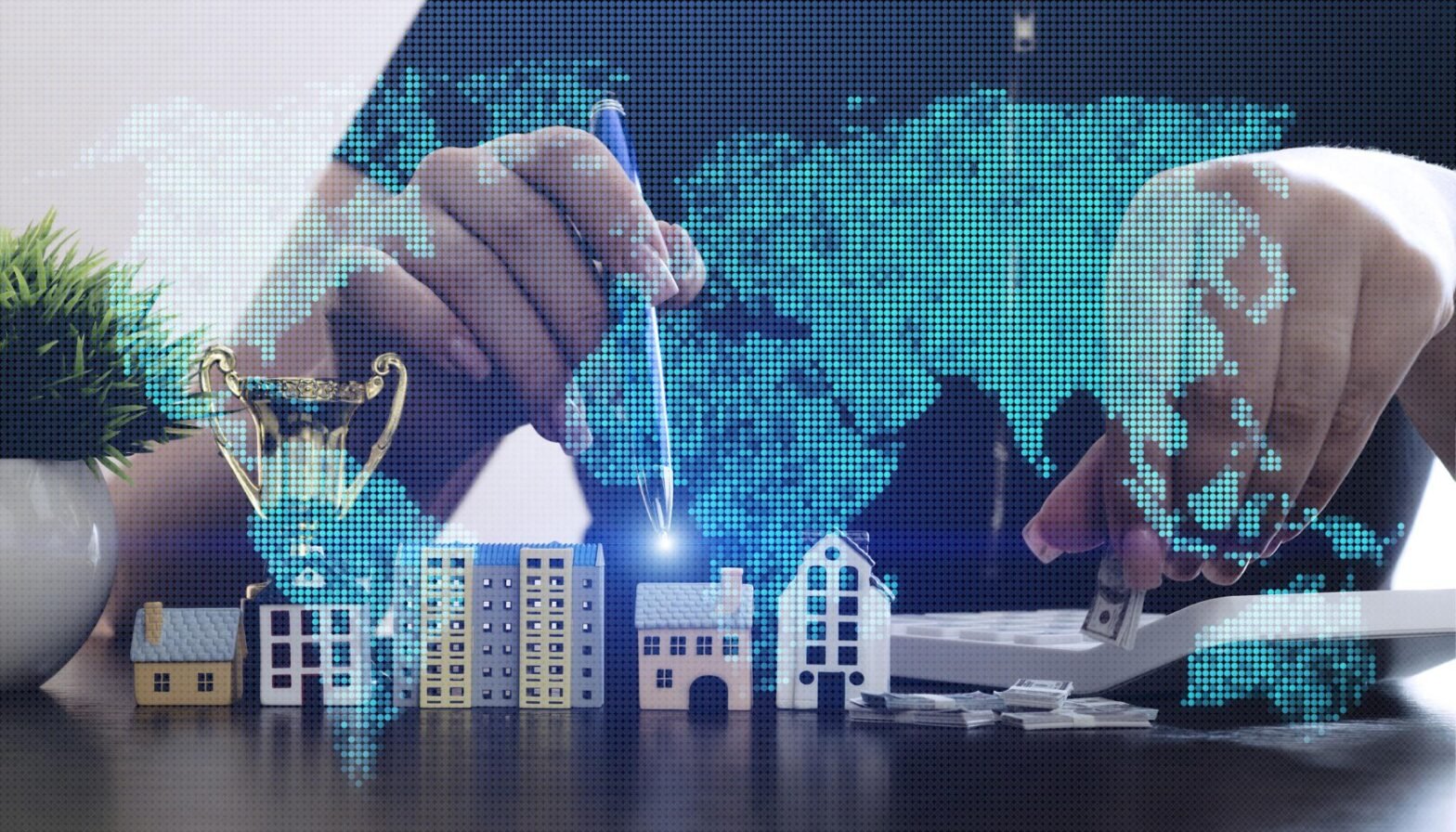 Global wealth strategy using diversification and smart investments.